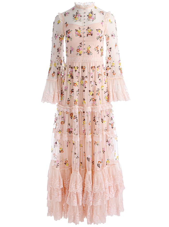 ALLEGRA EMBELLISHED LACE MAXI DRESS - PALE PINK image 6 - ALICE + OLIVIA