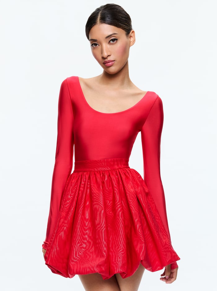 CHARA BUBBLE HEM DRESS - BRIGHT RUBY image 3 - Alice And Olivia