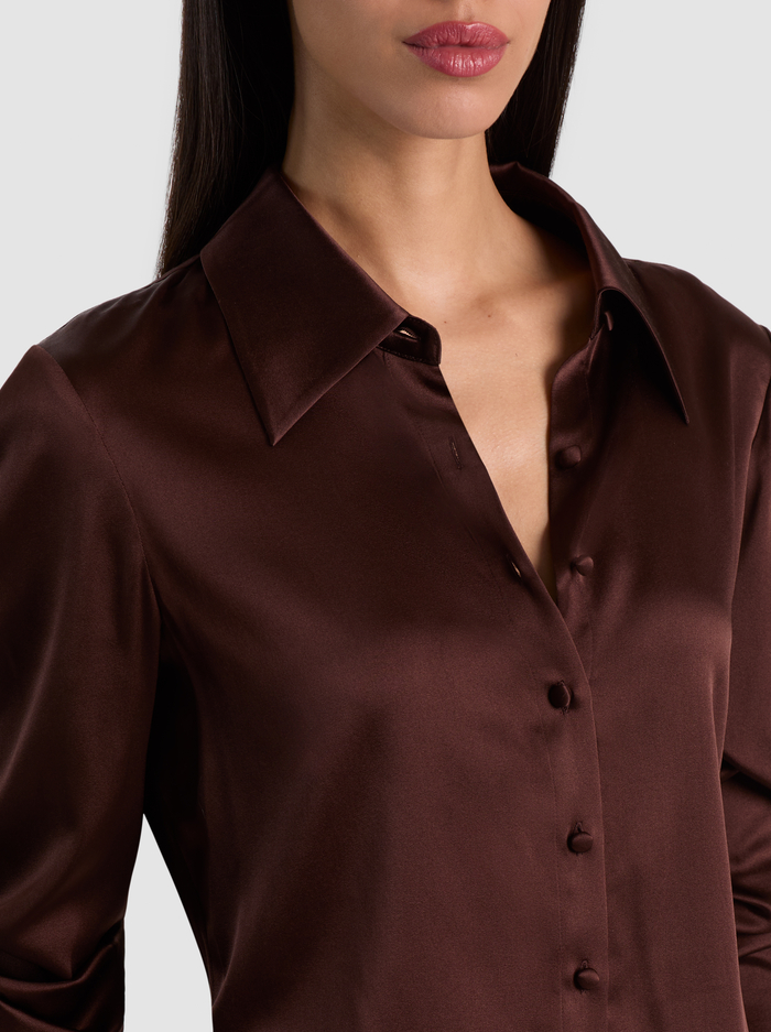 WILLA SILK BLOUSE - DARK CHOCOLATE image 3 - ALICE + OLIVIA