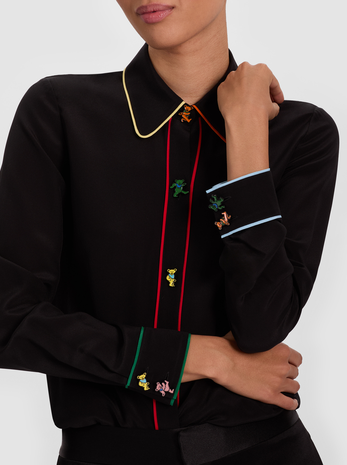 A+O X GRATEFUL DEAD WILLA BLOUSE - BLACK/MULTI image 4 - Alice And Olivia