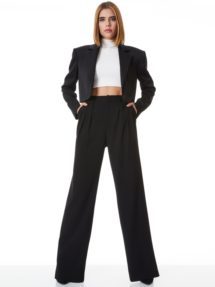 SHAN CROPPED BLAZER + POMPEY HIGH WAISTED PLEATED