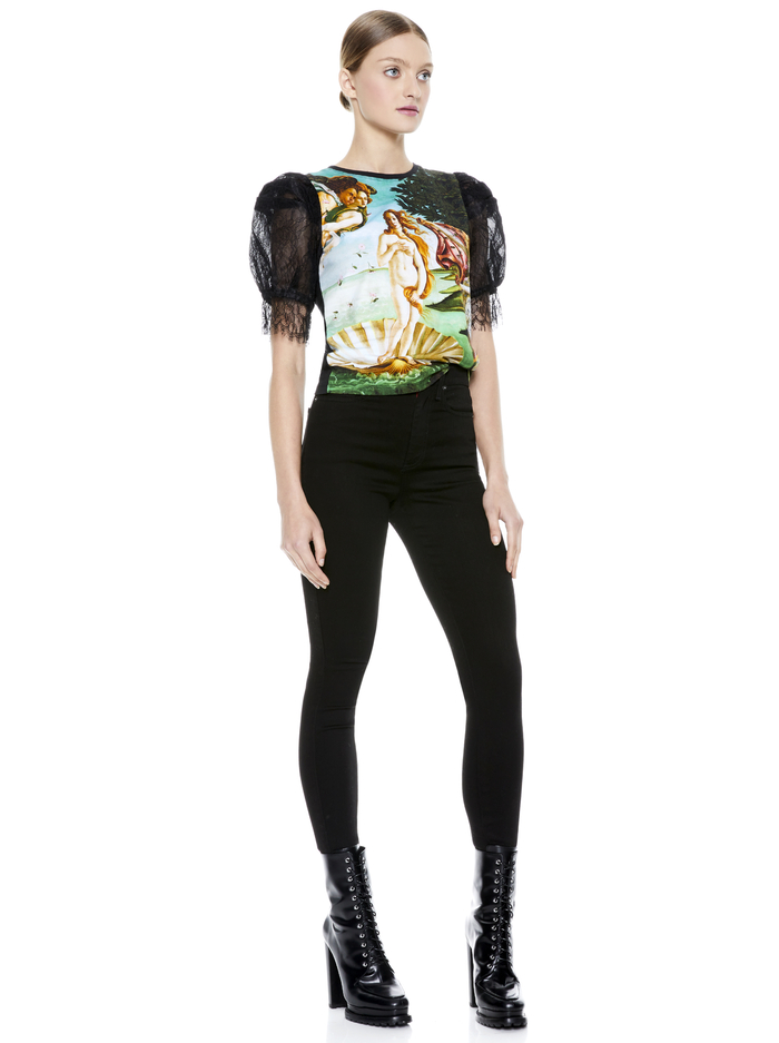 POSEY PUFF SLEEVE TEE - BIRTH OF VENUS MULTI/BLK image 5 - ALICE + OLIVIA