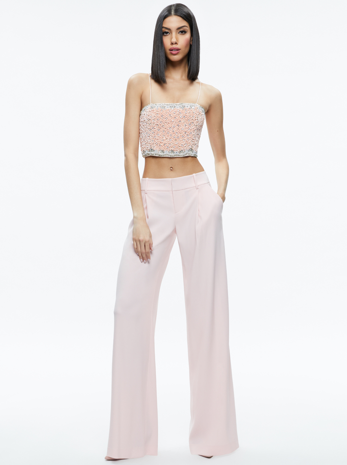 CERESI EMBELLISHED SPAGHETTI STRAP TOP - PINK LACE image 4 - Alice And Olivia