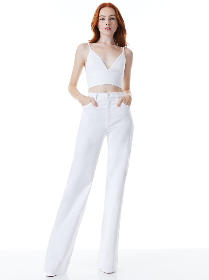 CARLI DENIM BRA TOP - WHITE image 4 - Alice And Olivia