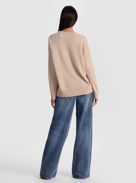 OATMEAL HEATHER-LAURA CASHMERE PULLOVER