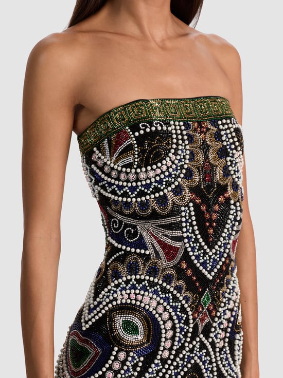 BLACK/MULTI-DELORA BEADED GOWN