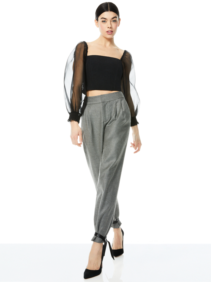 MASON VEGAN LEATHER TIE PANT - CHARCOAL/BLACK image 4 - Alice And Olivia