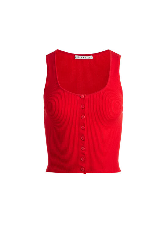 RED APPLE-DARYN BUTTON THROUGH CROPPED TANK
