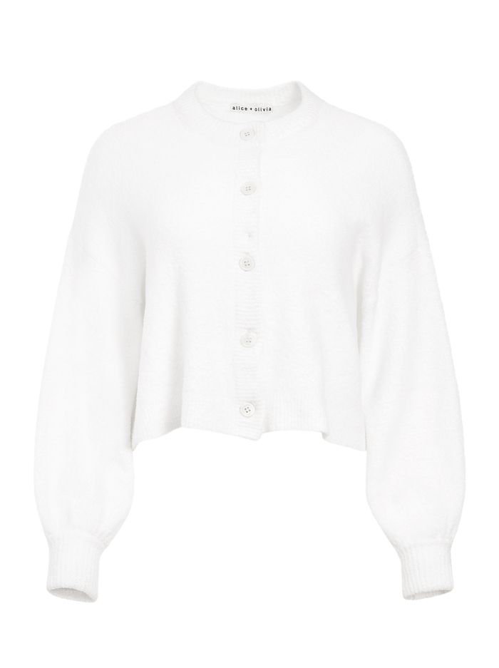 SYLVIE FUZZY CROPPED CARDIGAN - WHITE image 5 - Alice And Olivia