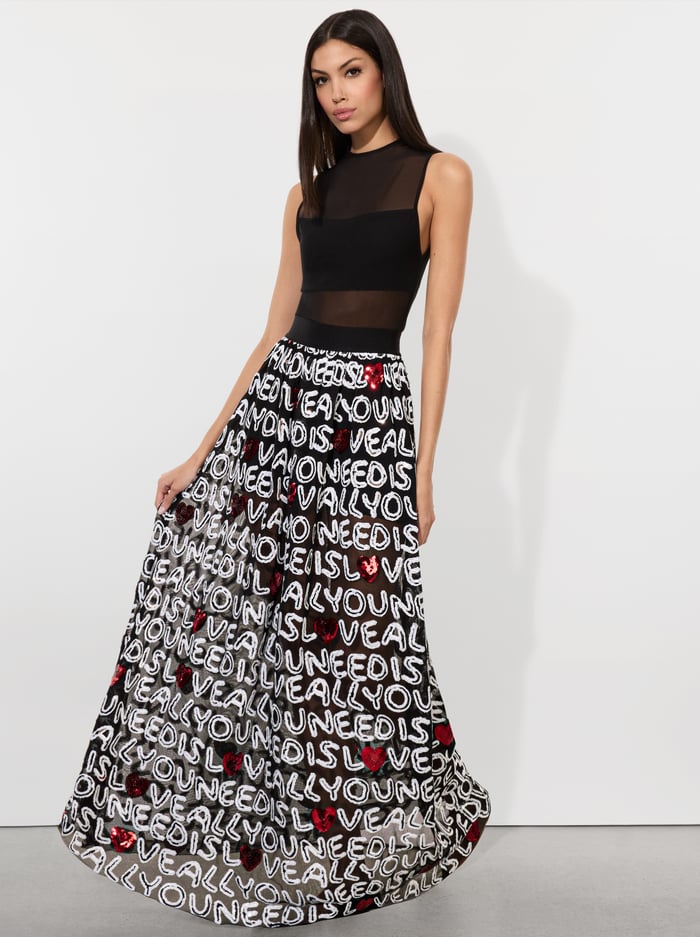 A+O X THE BEATLES LEVON SEQUIN BALLGOWN SKIRT - ALL YOU NEED IS LOVE image 5 - Alice And Olivia