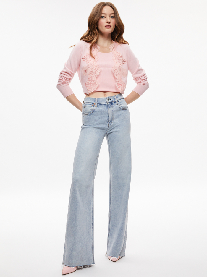 UMA LACE TRIM CARDIGAN - PETAL image 4 - Alice And Olivia