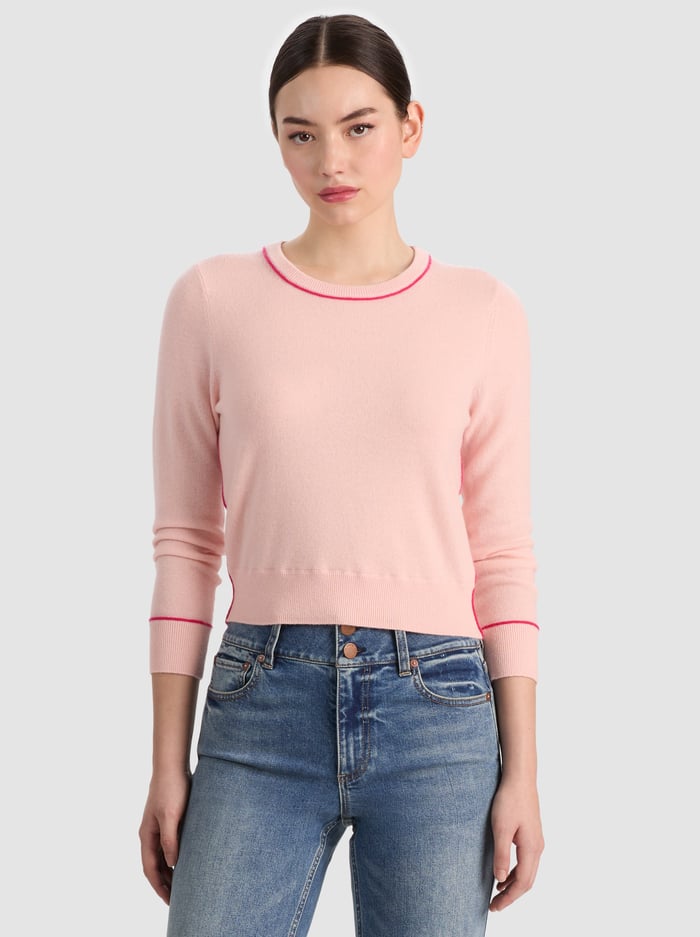 CAROLANN CASHMERE SHRUNKEN PULLOVER - ENGLISH ROSE/DEEP PINK - ALICE + OLIVIA