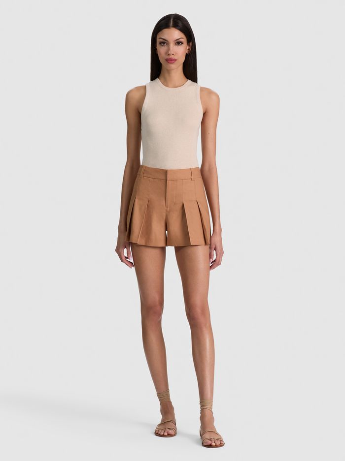 BLAIRE PLEATED SHORT - TAN image 1 - ALICE + OLIVIA