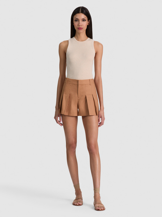 TAN-BLAIRE PLEATED LINEN PANT