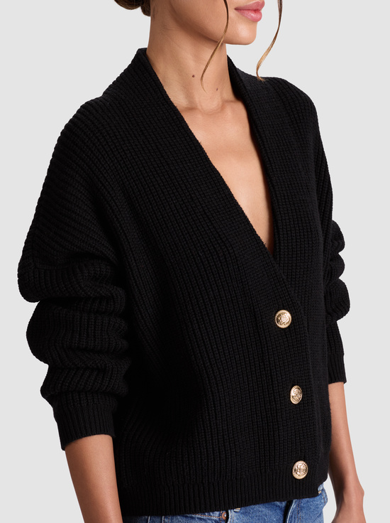 BLACK-HOLDEN FOLDBACK CARDIGAN