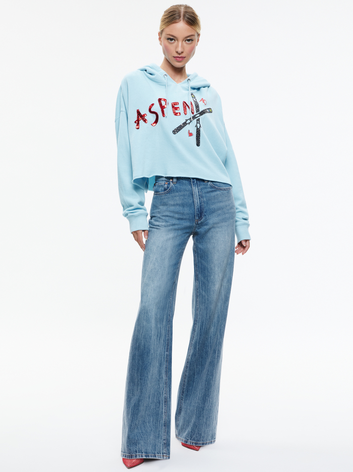 SUNNY BOXY CROPPED HOODIE - ICE image 2 - Alice And Olivia