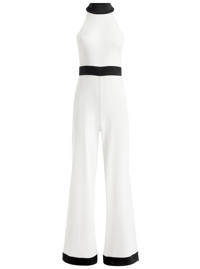 CATALINE HIGH NECK WIDE LEG JUMPSUIT - OFF WHITE/BLACK image 5 - Alice And Olivia