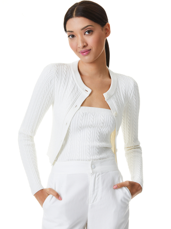SOFT WHITE-GRETA CROPPED CABLEKNIT CARDIGAN-