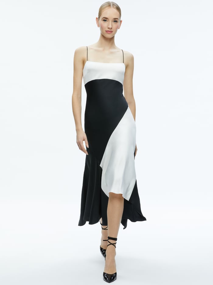 ROSA ASYMMETRICAL SLIP DRESS - OFF WHITE/BLACK image 2 - Alice And Olivia