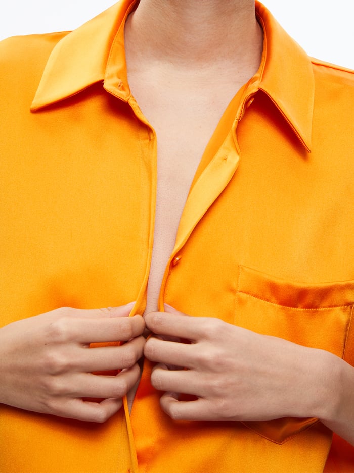 FINELY OVERSIZED BUTTON DOWN SHIRT - TANGERINE image 3 - Alice And Olivia