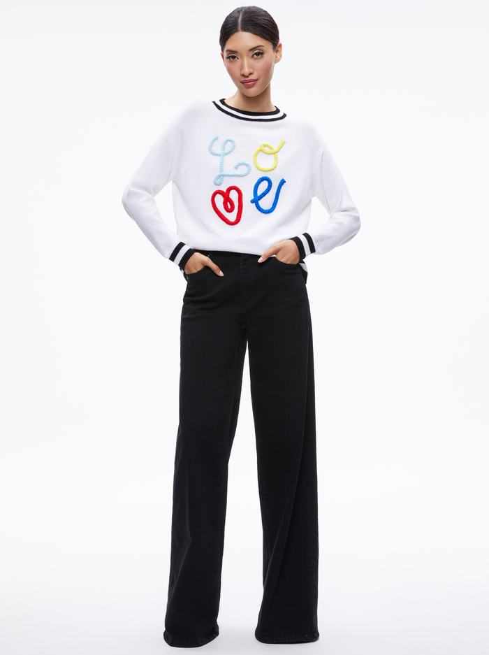ALBINA LOVE PULLOVER - SOFT WHITE/BLACK image 3 - Alice And Olivia