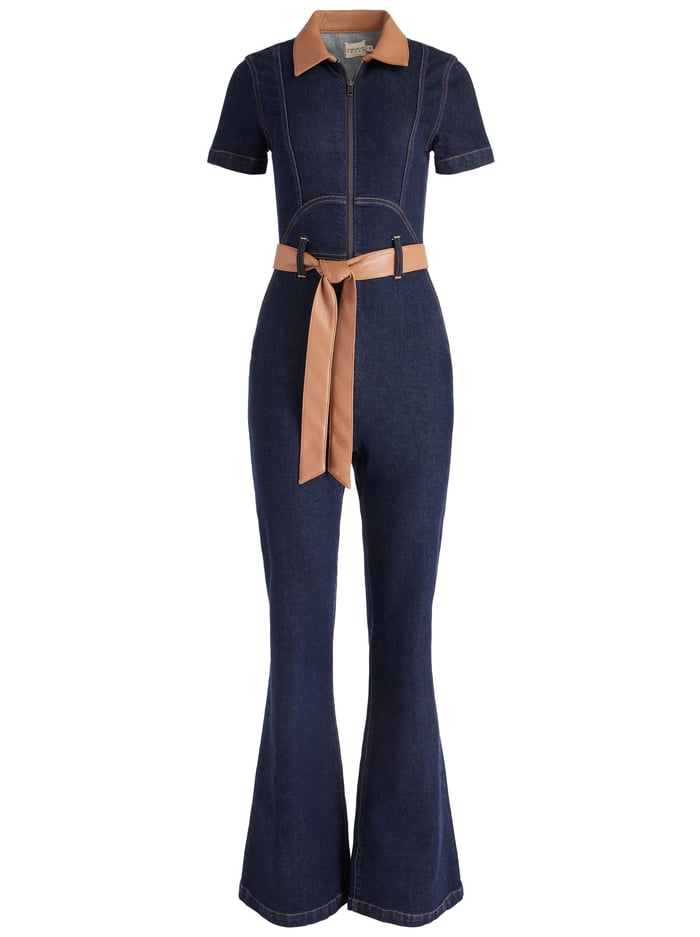 GORGEOUS WIDE LEG JUMPSUIT - DARK RINSE image 5 - Alice And Olivia