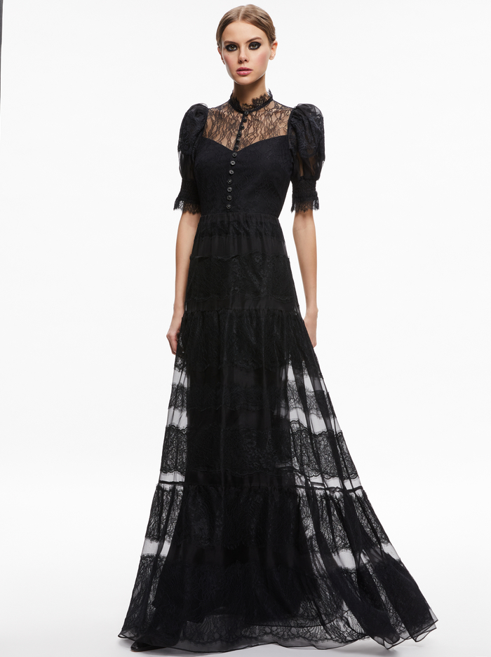 VERNITA TIERED MAXI DRESS - BLACK - Alice And Olivia