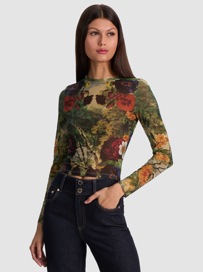 DELAINA MESH TOP - FORBIDDEN FOREST - Alice And Olivia