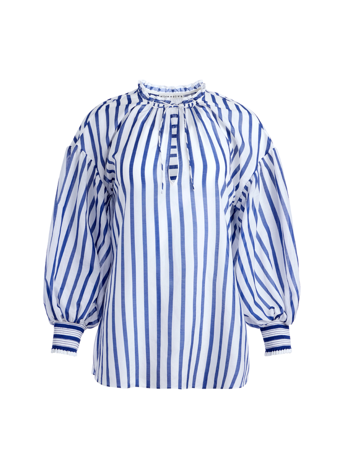 JULIUS STRIPED BLOUSE - ADMIRAL STRIPE INDIGO image 5 - Alice And Olivia