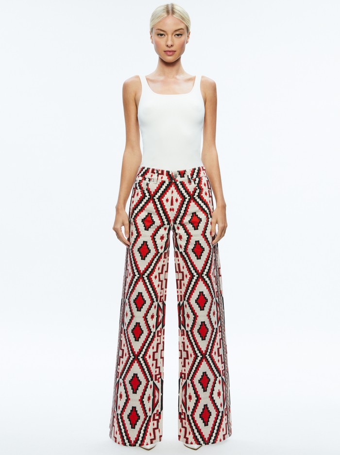 TRISH MID RISE BAGGY JEAN - DREAM HOME BRIGHT RUBY image 2 - Alice And Olivia