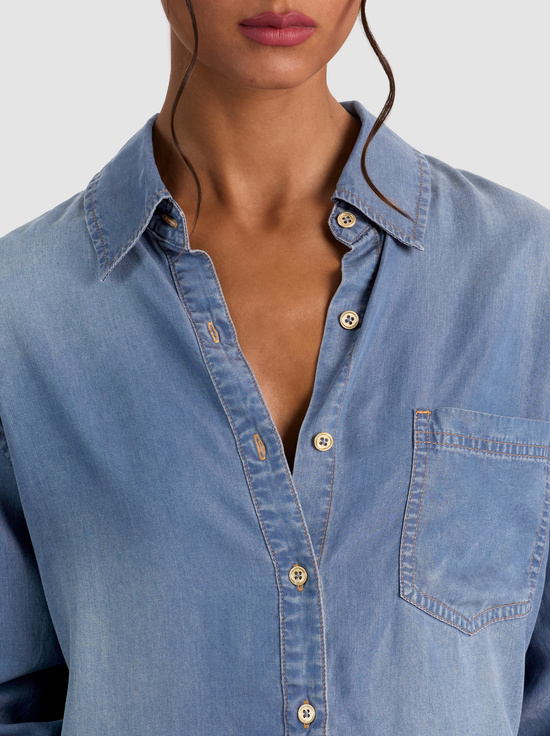 FLORENCE VINTAGE BLUE-FINELY OVERSIZED DENIM BUTTON DOWN