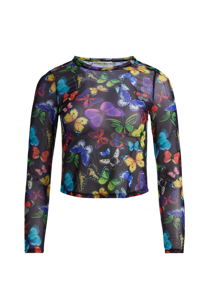 DELAINA MESH TOP - BUTTERFLY HIGH BLACK image 5 - Alice And Olivia