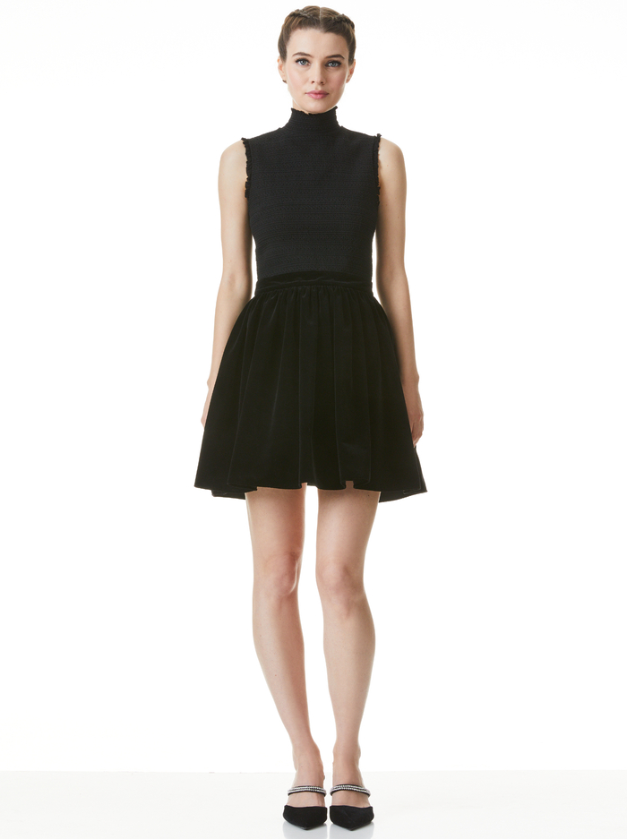 Barrett Smocked Mini Dress In Black Alice And Olivia
