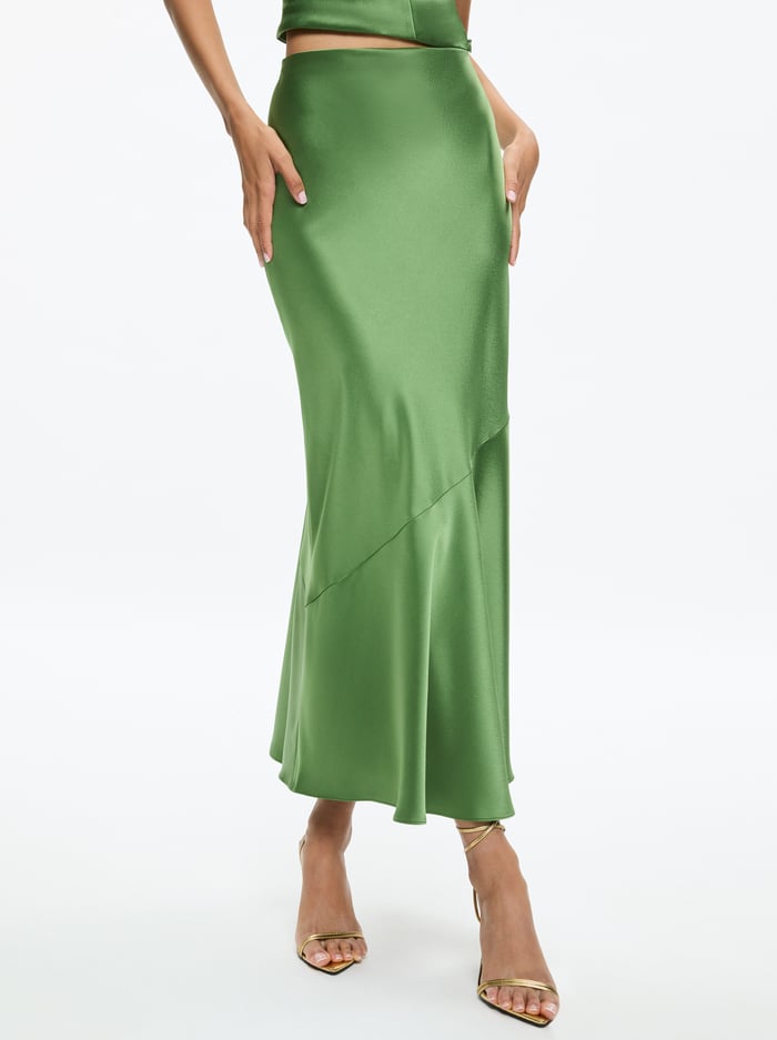 TERESE ANKLE LENGTH SLIP SKIRT - AVOCADO - Alice And Olivia