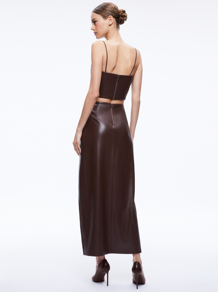 PEARLE VEGAN LEATHER BUSTIER TOP - TOFFEE image 1 - Alice And Olivia