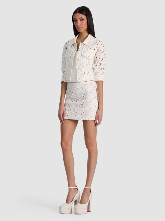 OFF WHITE-CHLOE LASER-CUT DENIM JACKET