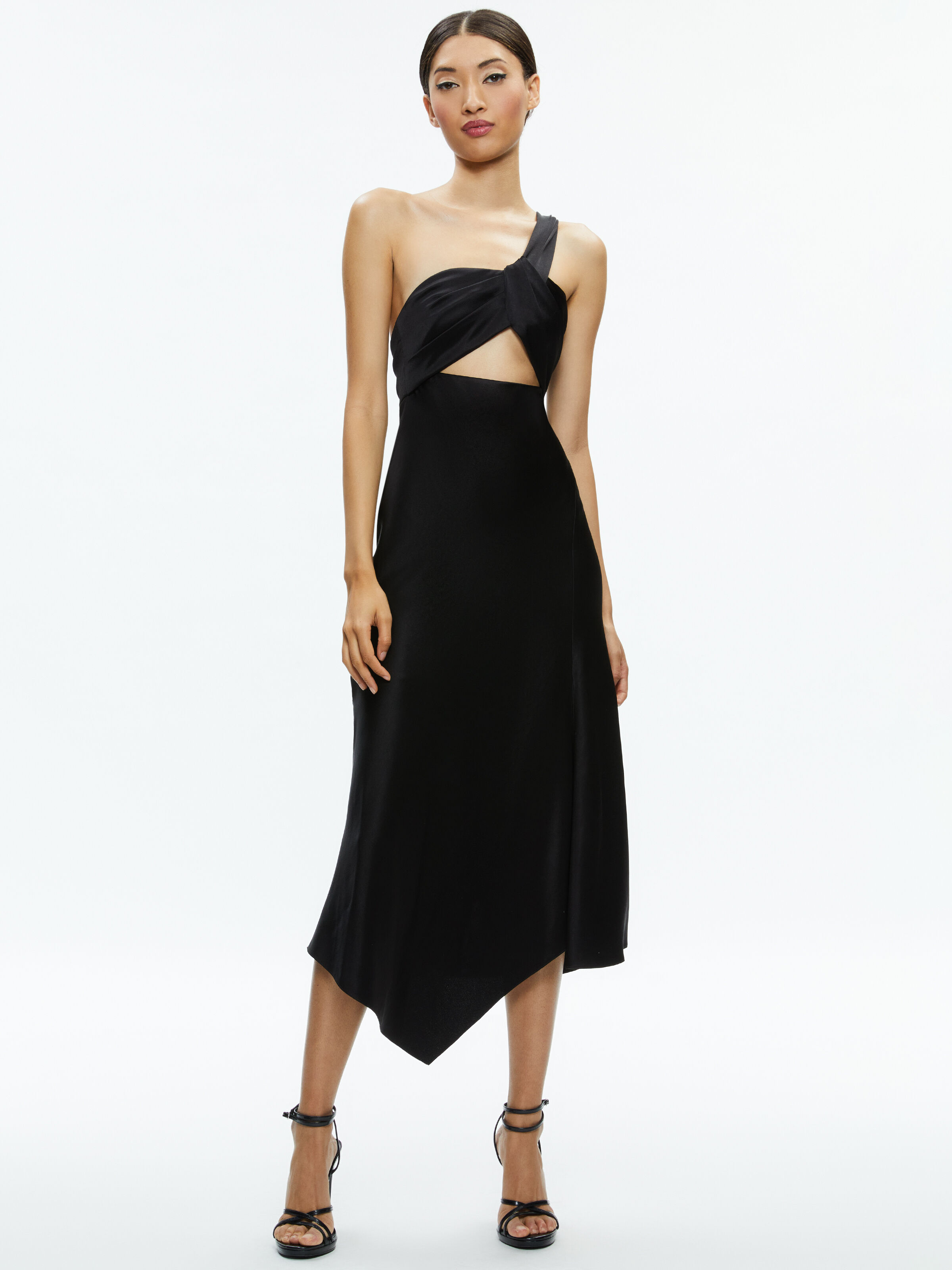 Harmony Twist Front Midi Dress In Black Alice Olivia