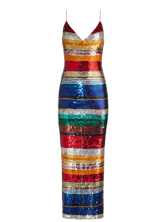ARTEA EMBELLISHED MAXI DRESS - RAINBOW STRIPE image 6 - Alice And Olivia