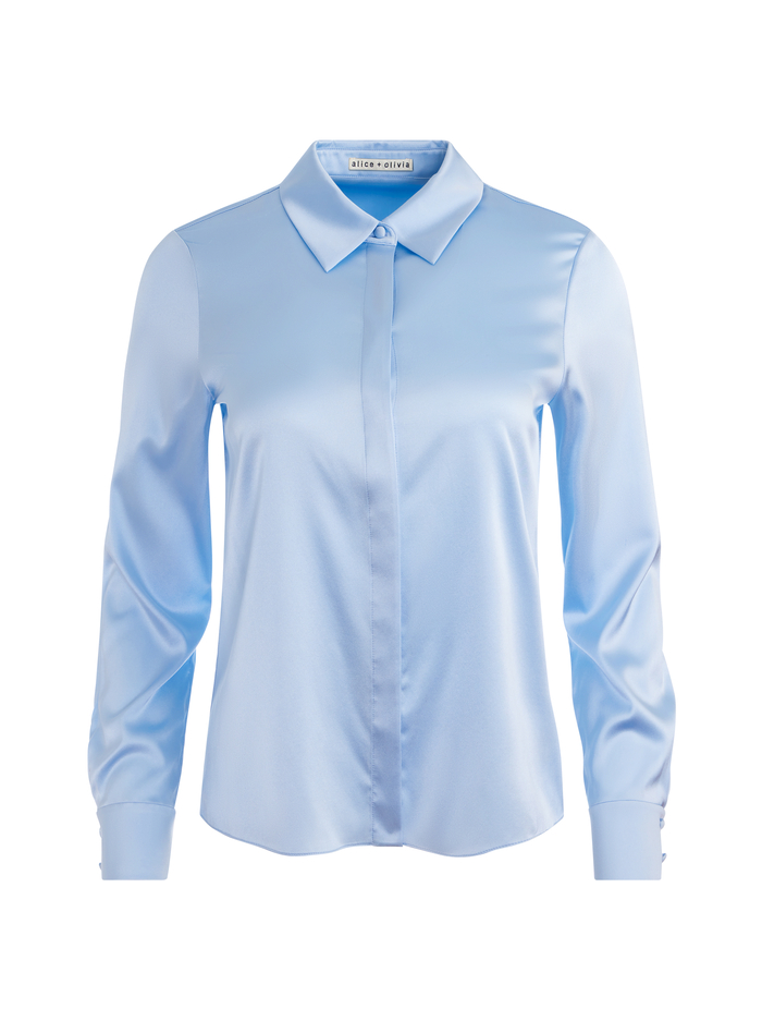 WILLA SILK BLOUSE - MINERAL BLUE image 5 - Alice And Olivia