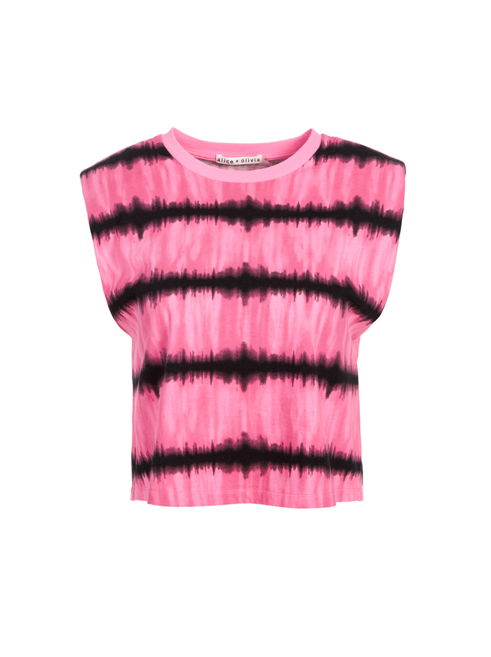 DESMA STRONG SHOULDER TOP - WASHED TIE DYE PINK image 5 - Alice And Olivia