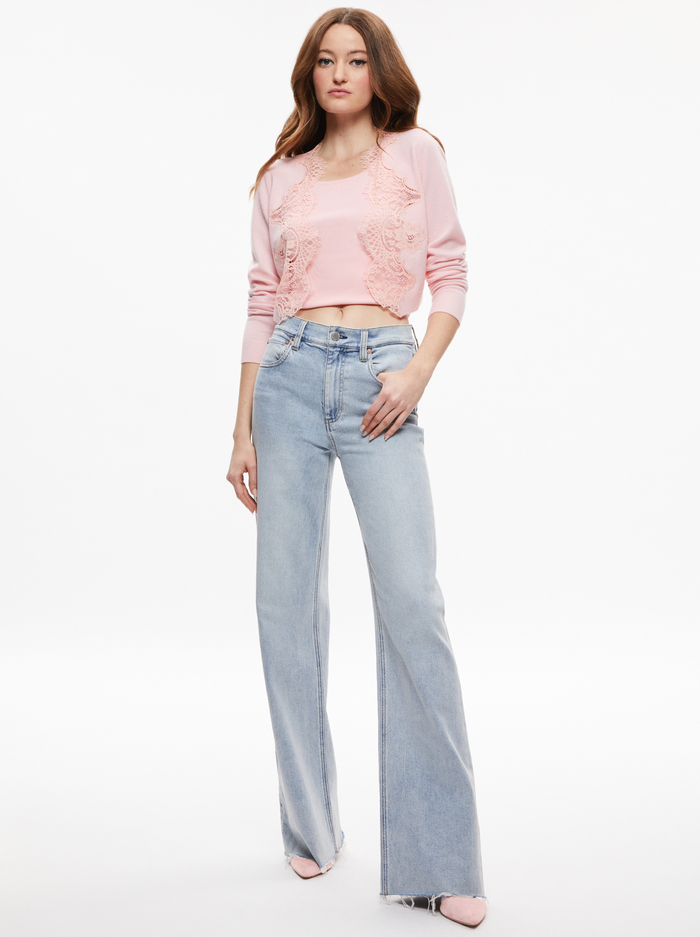 UMA LACE TRIM CARDIGAN - PETAL image 2 - Alice And Olivia