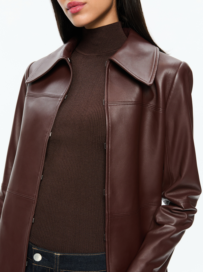 LOGAN LEATHER COAT - ESPRESSO image 3 - Alice And Olivia
