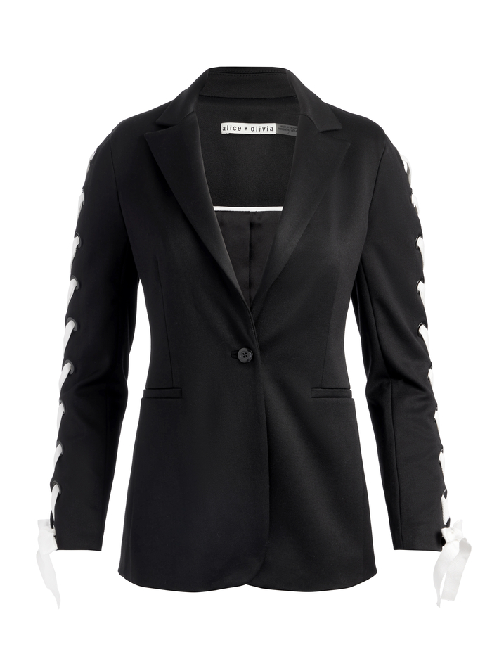 BREANN LACE UP BLAZER - BLACK image 5 - Alice And Olivia