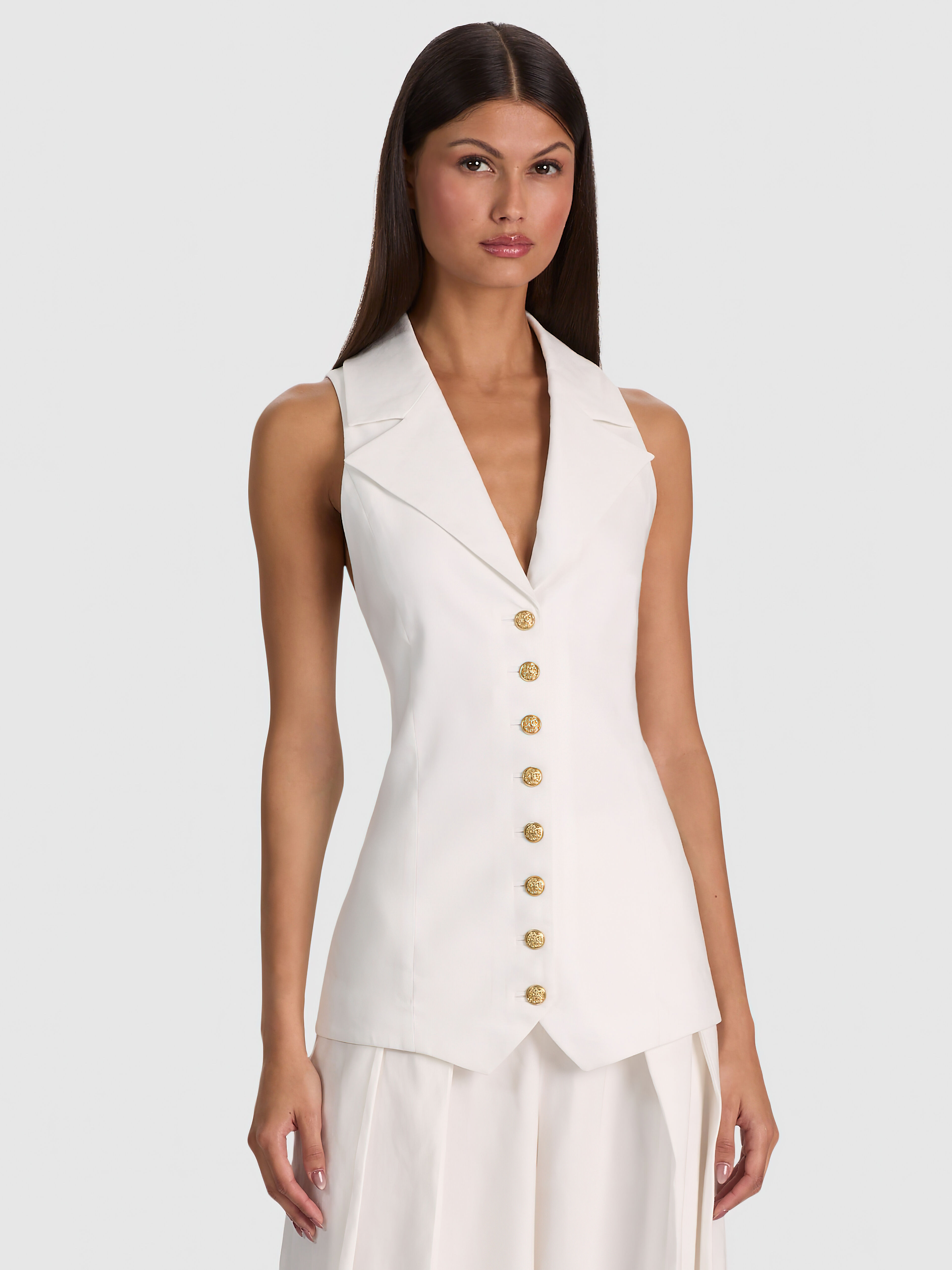 PAT LINEN VEST in OFF WHITE | ALICE + OLIVIA