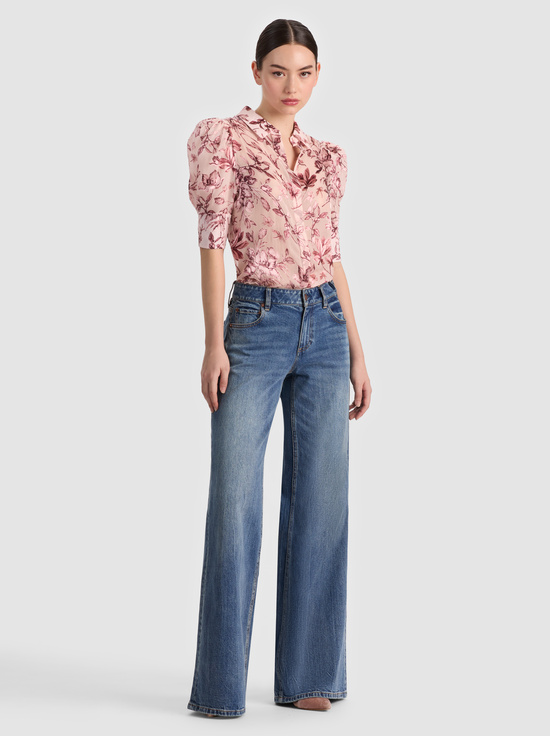 MYSTIC GARDEN ENGLISH ROSE-WILLA PUFF SLEEVE BLOUSE