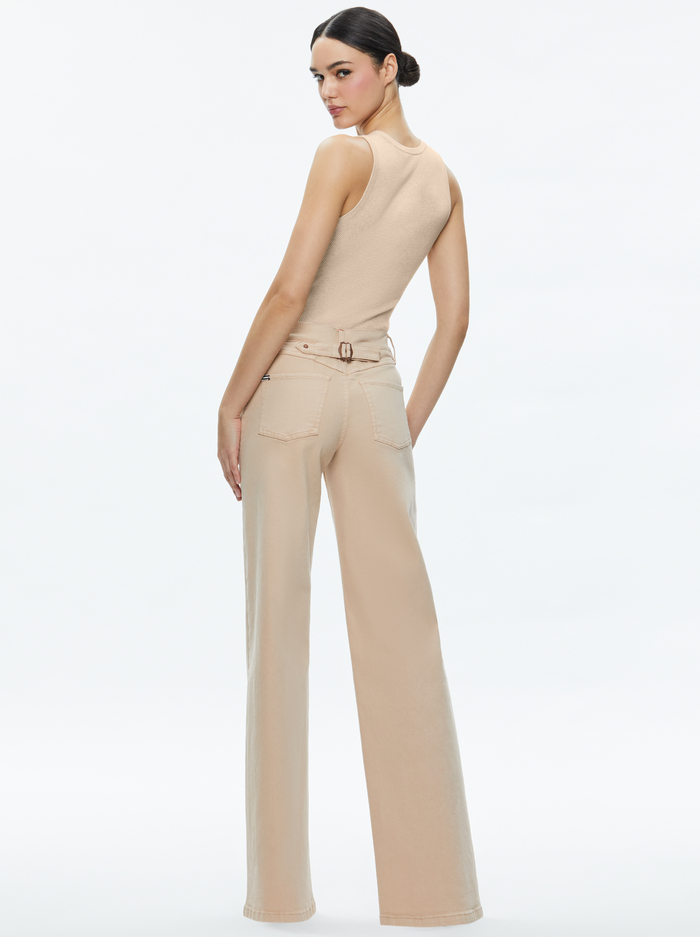 ERNIE LOW RISE BUCKLE BACK JEAN - ALMOND image 1 - Alice And Olivia