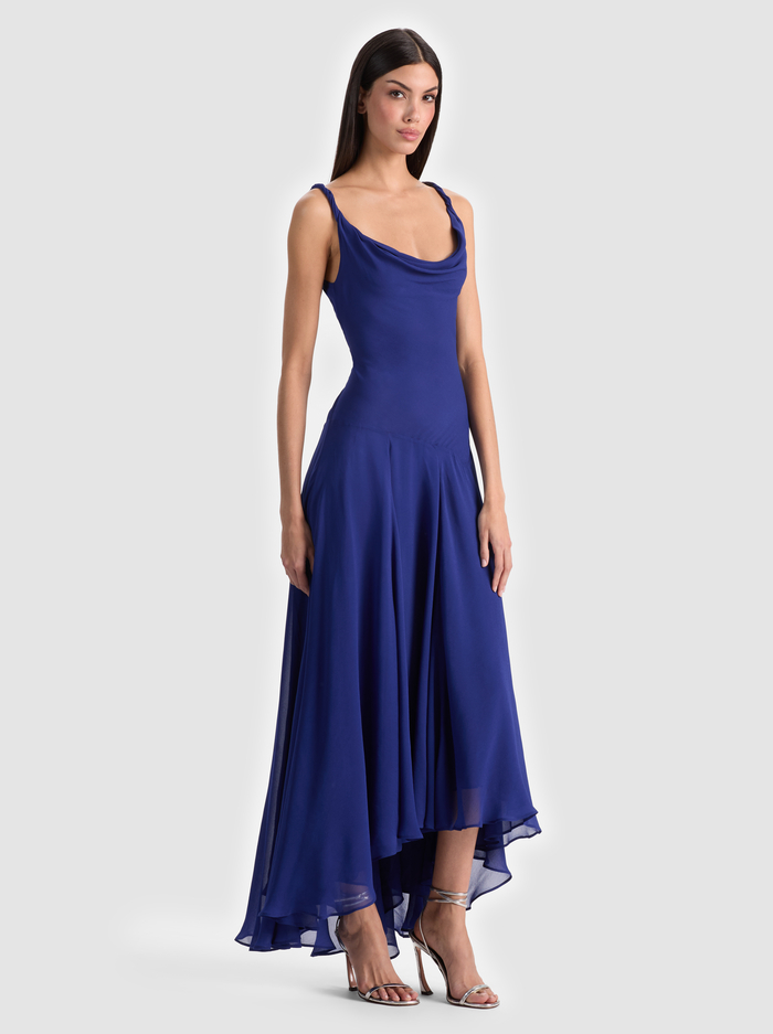 SARIKA HIGH LOW SLIP DRESS - TWILIGHT BLUE image 5 - ALICE + OLIVIA