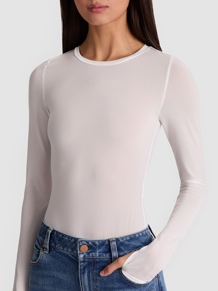 HOTTIE LONG SLEEVE BODYSUIT - OFF WHITE image 3 - Alice And Olivia