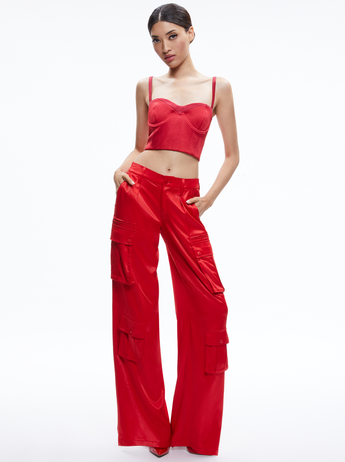 JOETTE LOW RISE CARGO PANT - PERFECT RUBY image 2 - Alice And Olivia