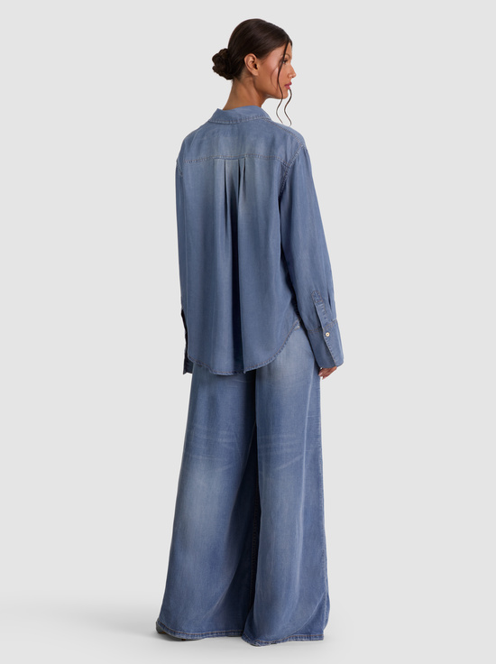 FLORENCE VINTAGE BLUE-FINELY OVERSIZED DENIM BUTTON DOWN
